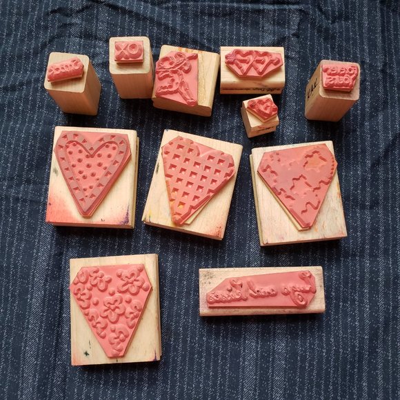 Valentines Day Wooden Stamp Lot Set of 11 JRL Design - Picture 3 of 6